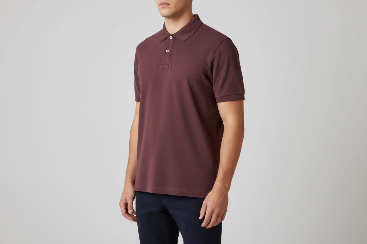 Pier One Burgundy Polo — Front-Right 3Q