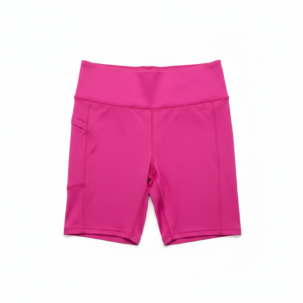 Pink Bike Shorts – Front Flat Lay
