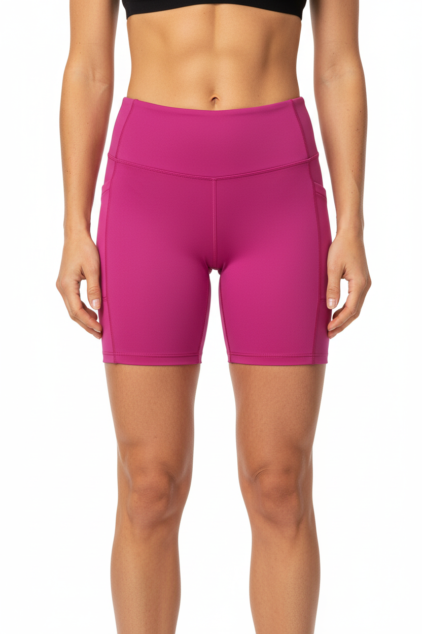 Pink Bike Shorts – Model Front