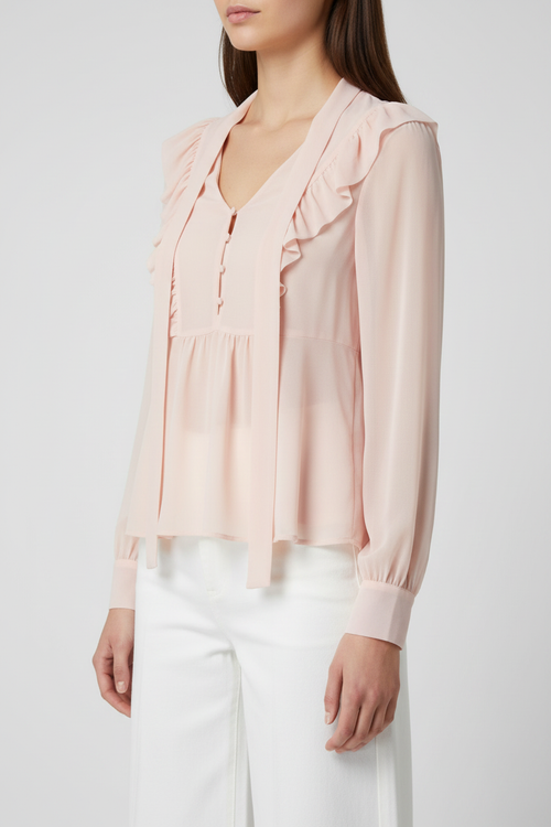Pink Blouse – Smooth Cuff Three-Quarter