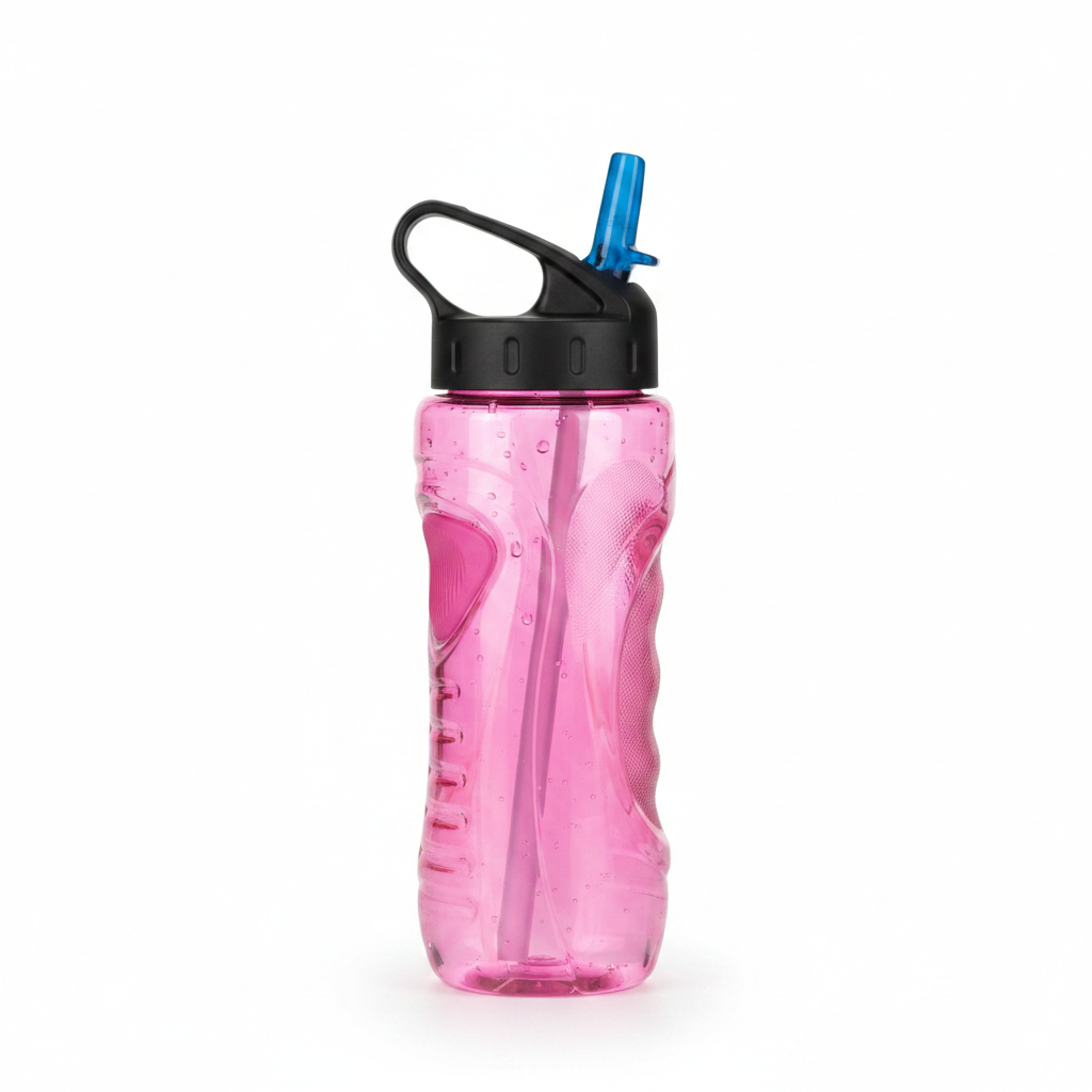 Pink Water Bottle - Straw