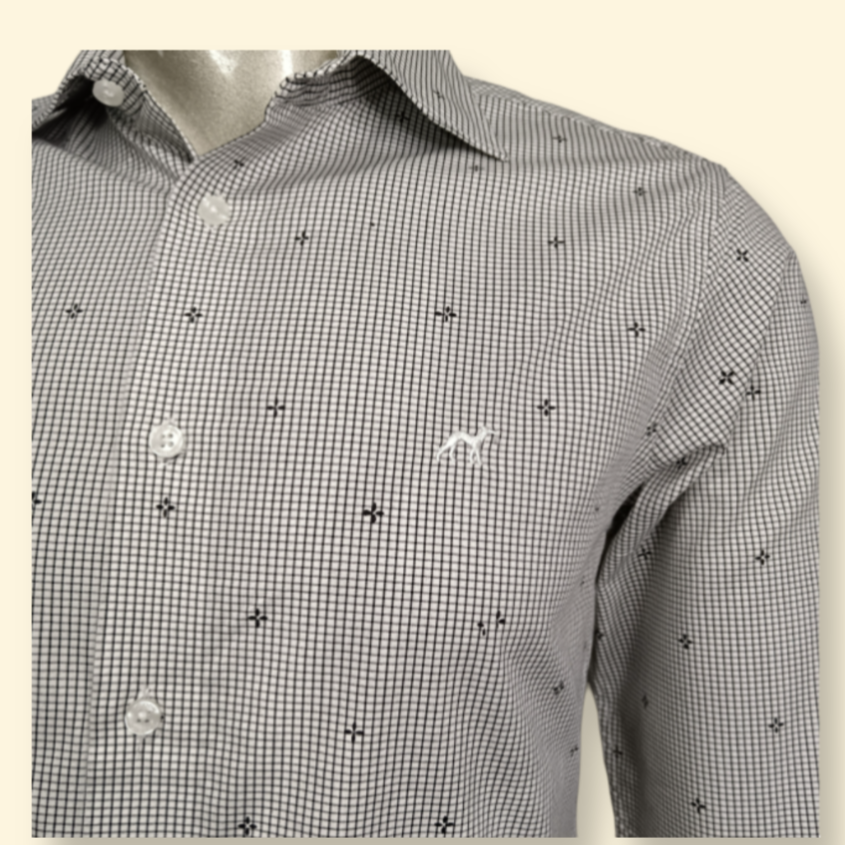 Sacoor Brothers Men's Checkered Shirt with Embroidered Logo – Casual & Stylish