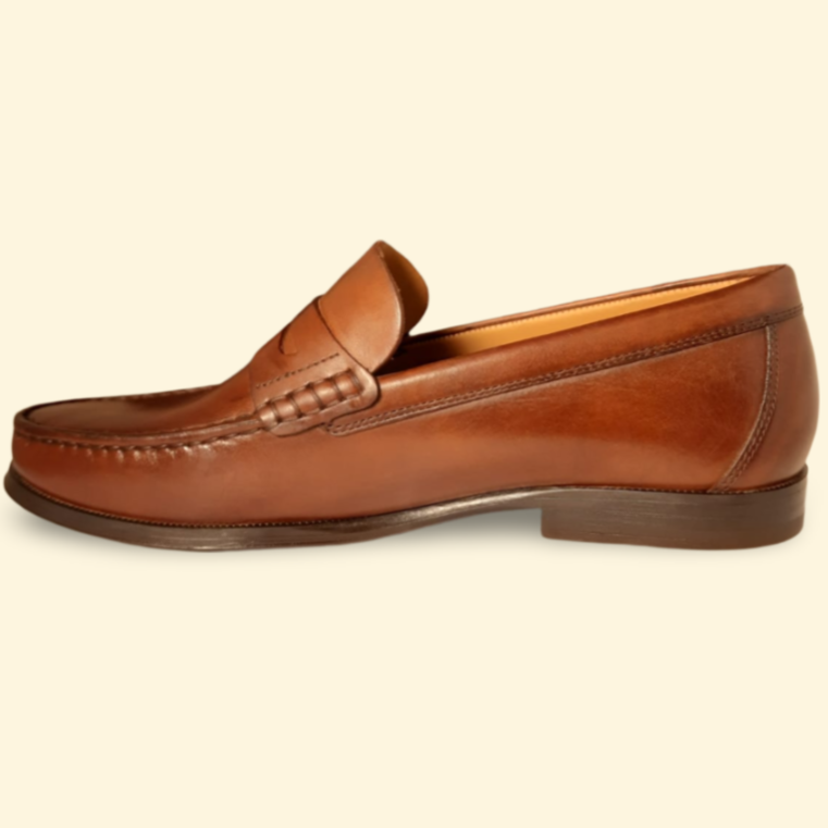 Massimo Dutti Brown Leather Penny Loafer