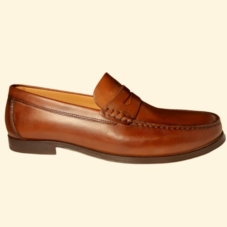 Massimo Dutti Brown Leather Penny Loafer