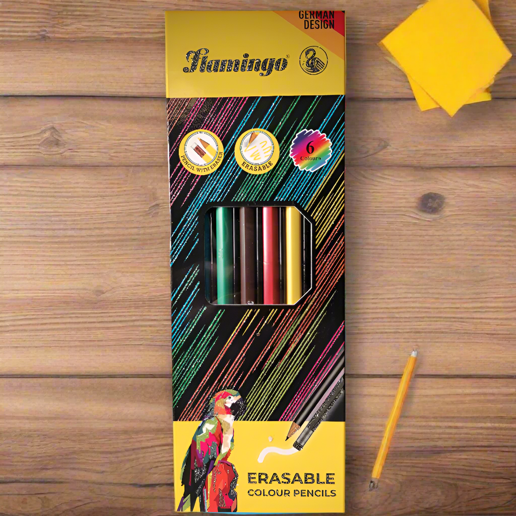 FLAMINGO ERASABLE COLOUR PENCILS, F-532, 12 Pieces