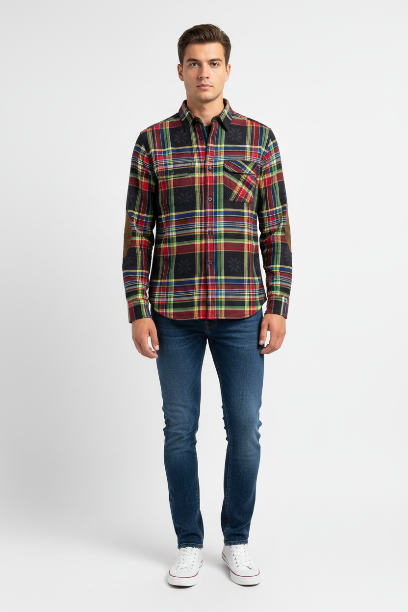 Plaid Flannel Shirt – Men Full Body