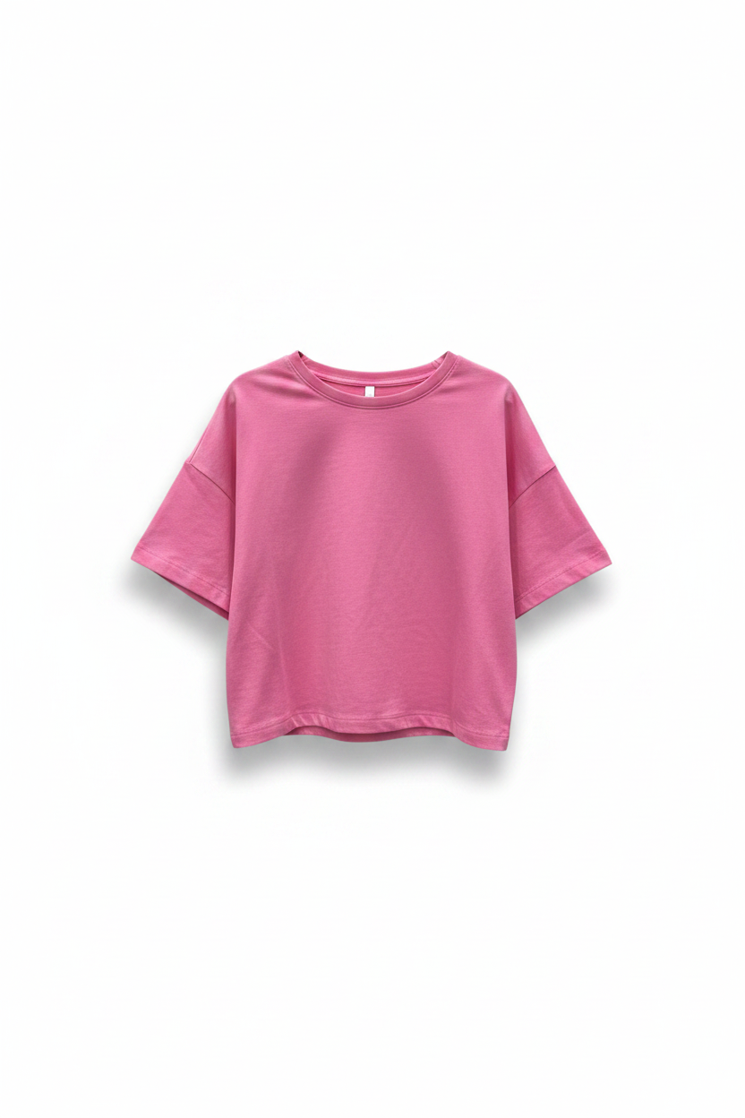Plain Pink Crop Tee