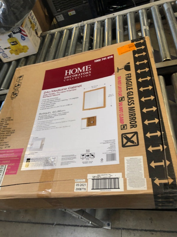 Design House 545293-WHT Assembled Framed Tri-View Surface-Mount Bathroom Medicine Cabinet Mirror, 24" W x 4.75" D x 24" H, White