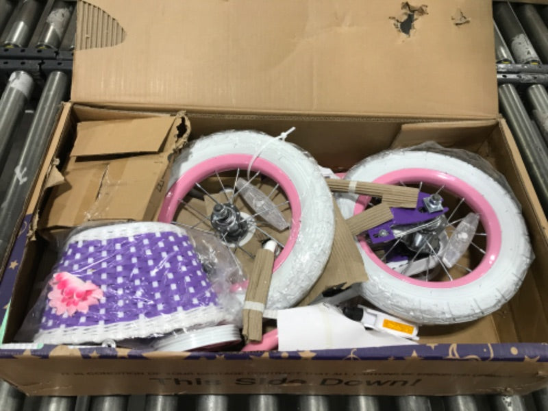JOYSTAR Angel Girls Bike for Toddlers and Kids Ages 2-9 Years Old, Kids Bike with Training Wheels & Basket, 18 in Girl Bicycle with Handbrake & Kickstand Purple 12 Inch with Training Wheels
