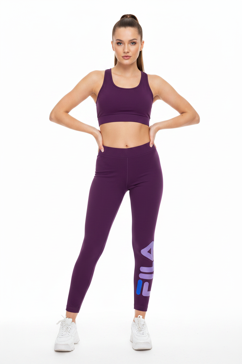 Purple FILA Leggings – On Model