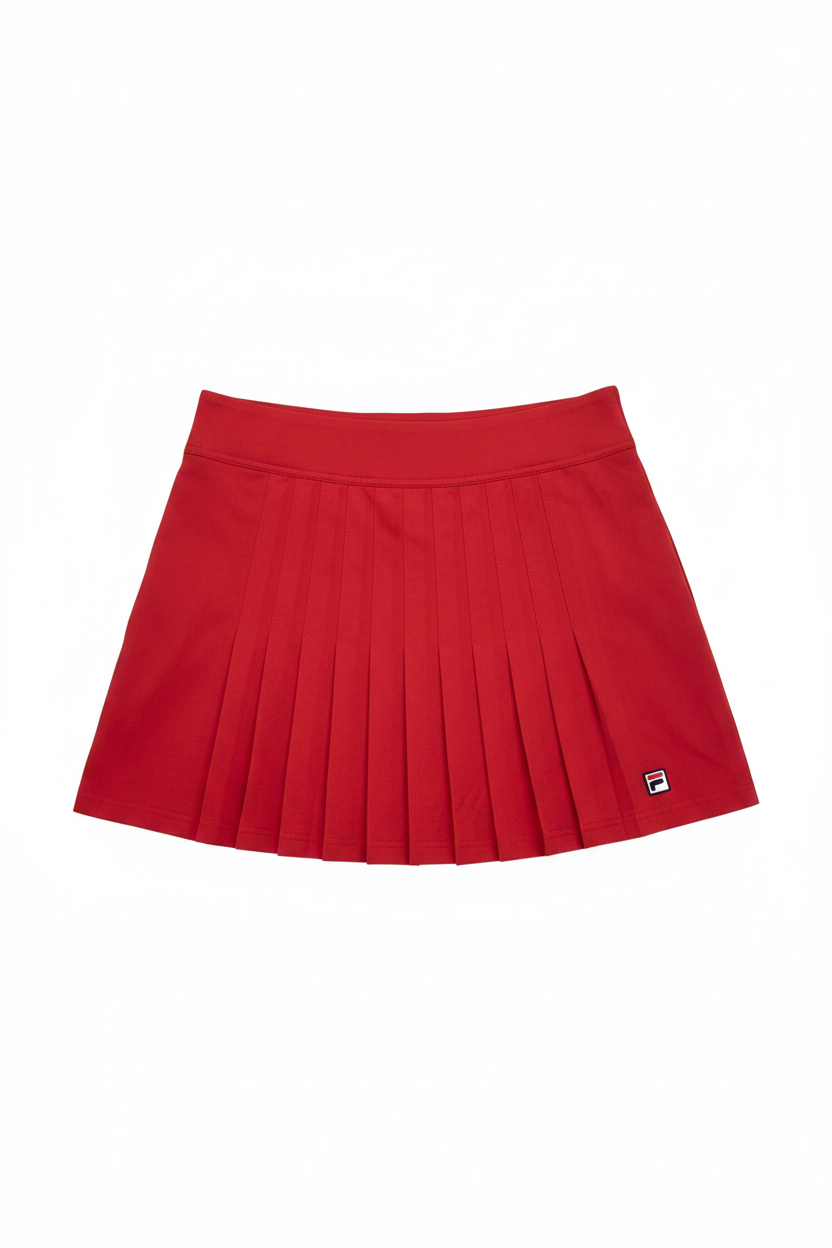 Red Fila Pleated Tennis Skirt - Front, clean