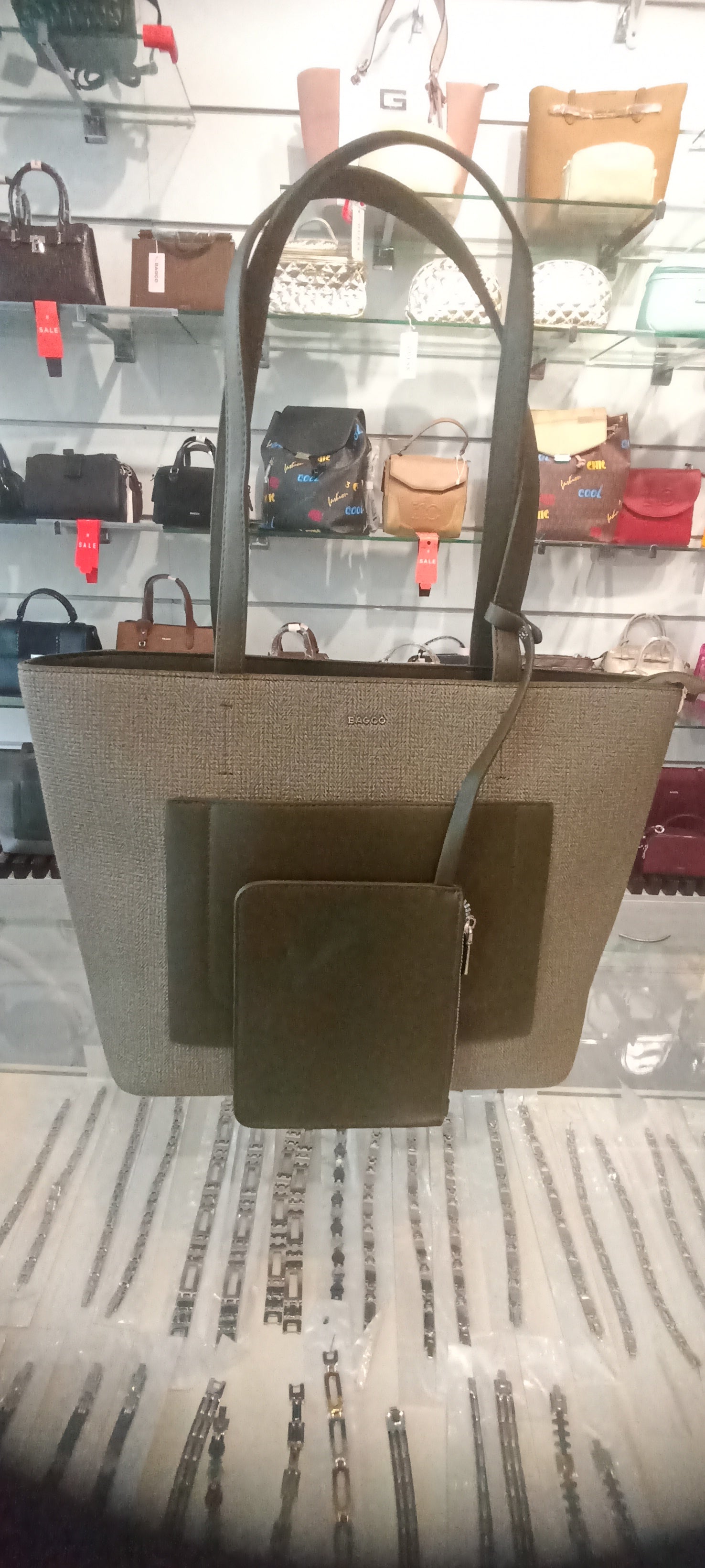 Olive green women's handbag (BAGCO)