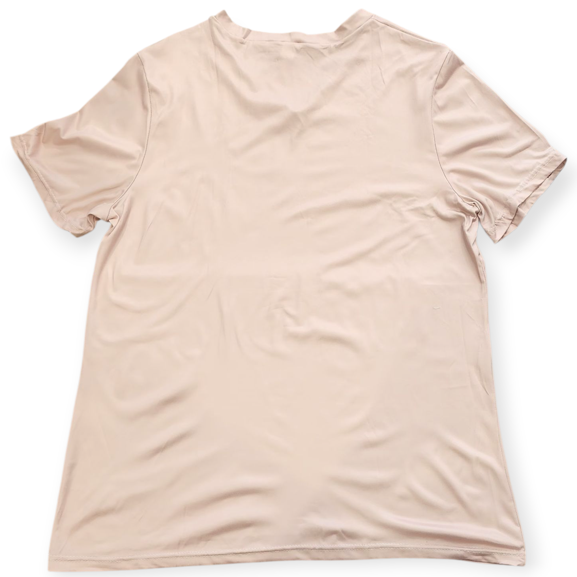 WOMEN'S BEIGE V NECK T SHIRT