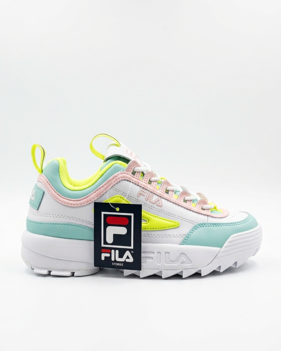 Fila Disruptor II White/Safety Yellow/Blue Kids Shoes (3XM01606-138)