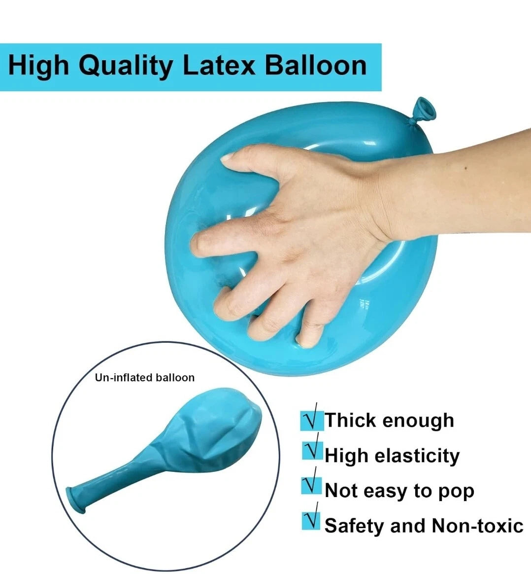 Cyan Colored Latex Balloons - 60pcs Pack