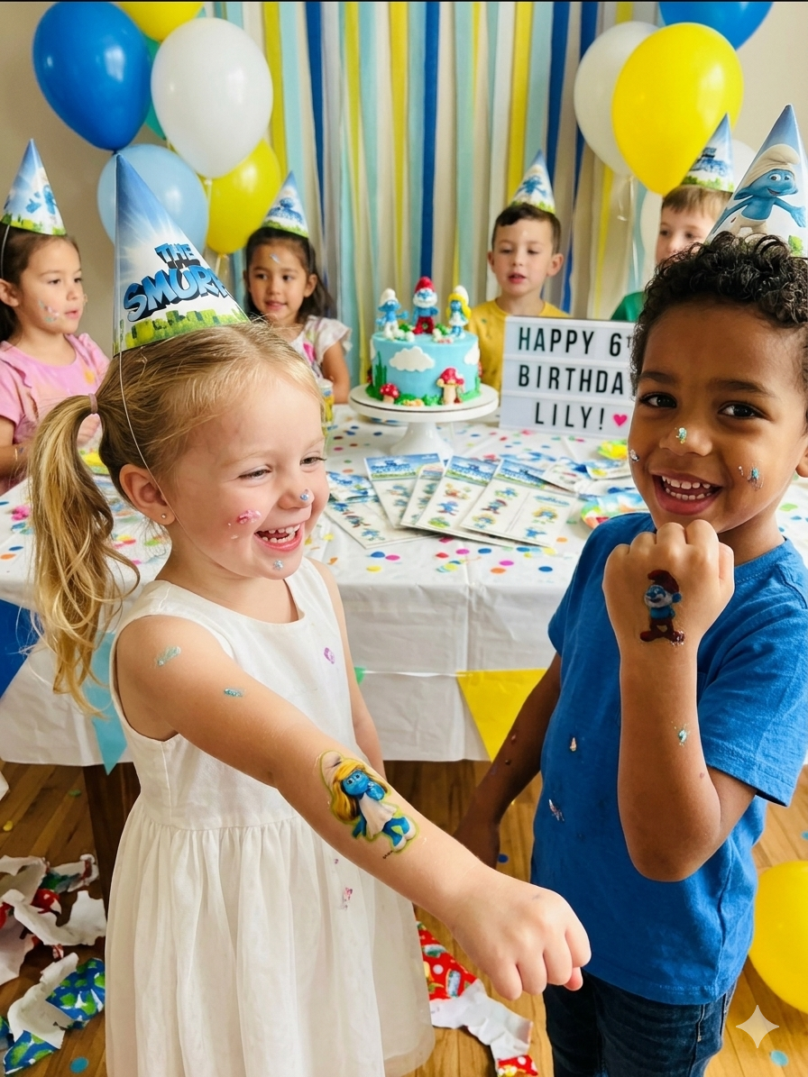 The Smurfs Temporary Tattoos - 4 Party Favor Sheets
