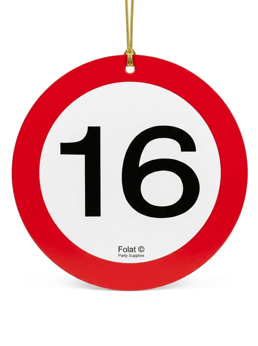 16th Birthday Party Decorations String Hang Sign - Europe Traffic Sign Style