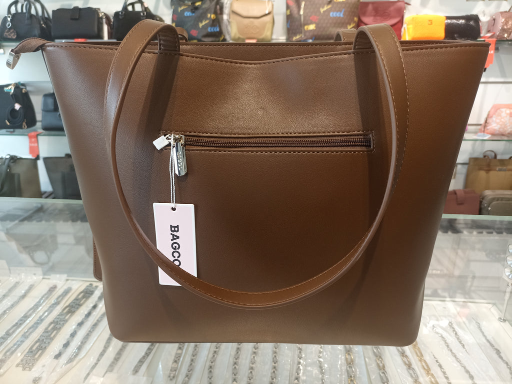Beige and Brown Tote Bag with Small( BAGCO )