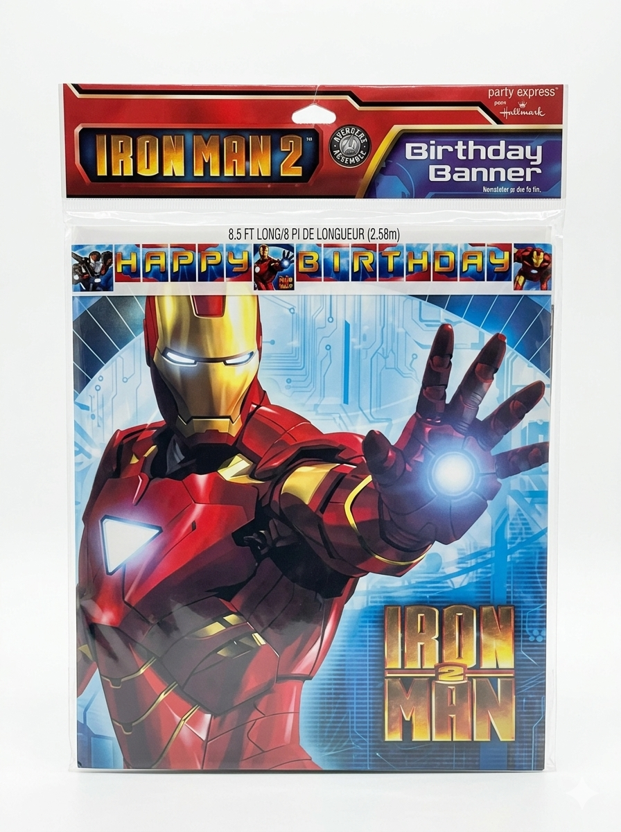 Iron Man Birthday Banner - 8.5 FT Long / 2.58m