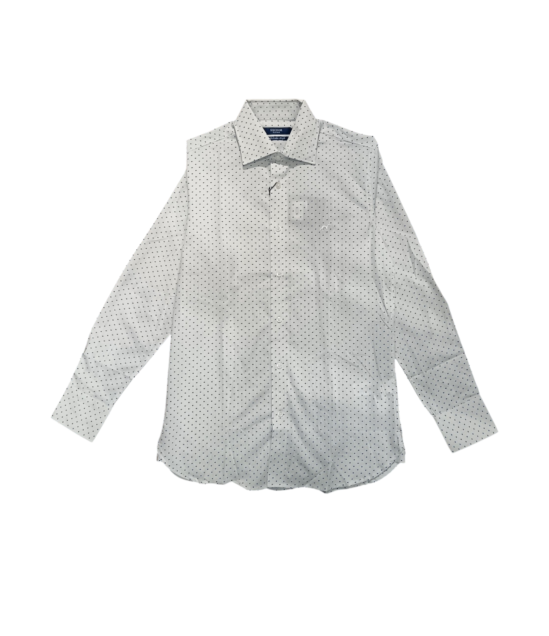 Sacoor Brothers Men’s White & Blue Shirt – Classic Formal & Casual Fit
