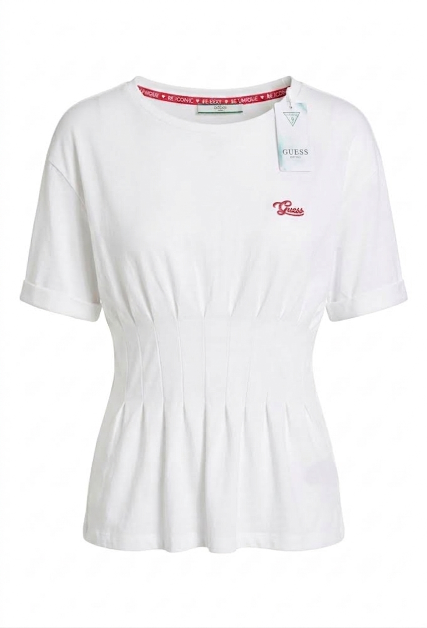 GUESS Elegant Cinched-Waist White Blouse