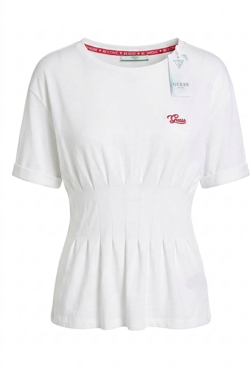 GUESS Elegant Cinched-Waist White Blouse