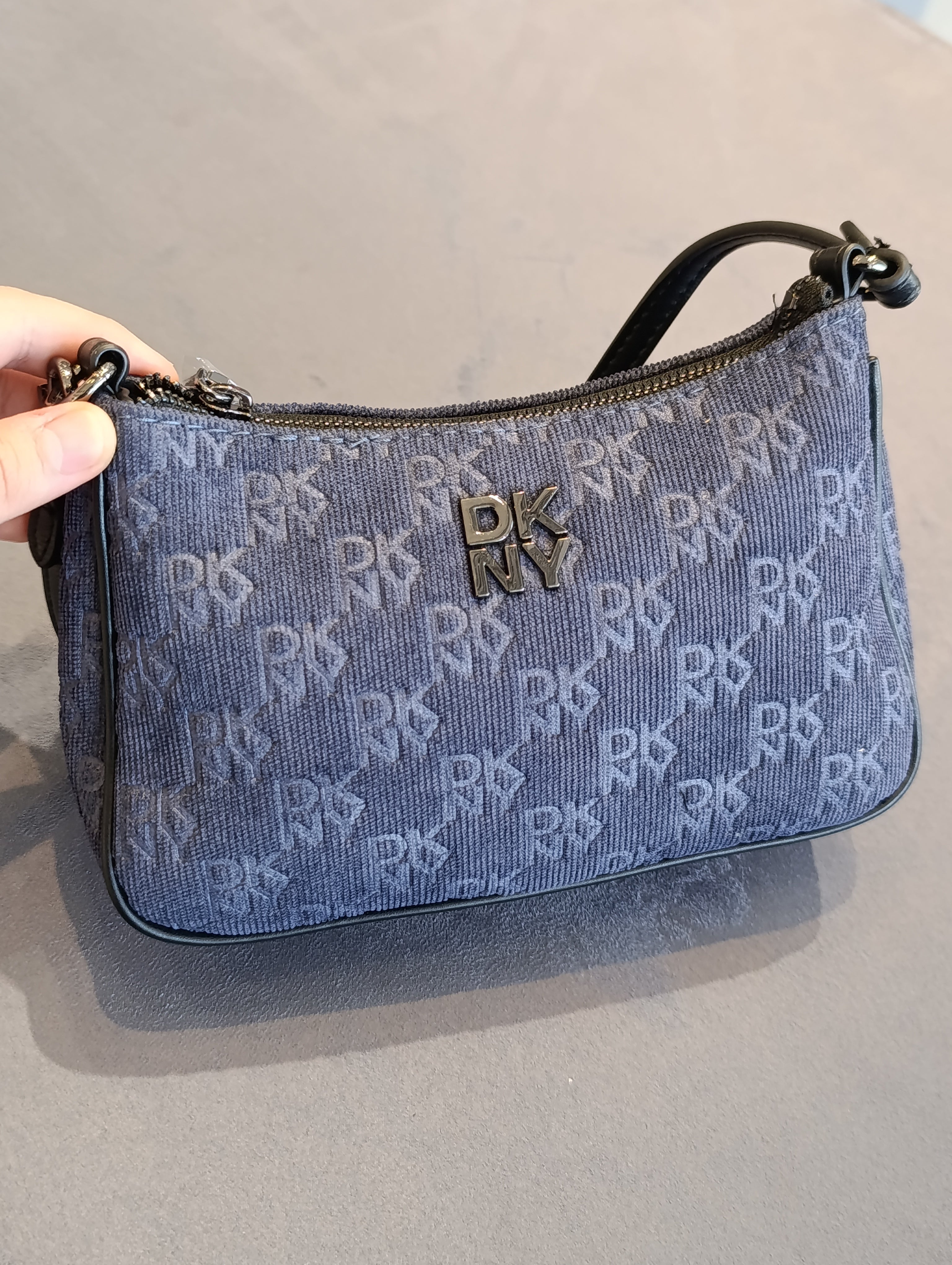 DKNY Monogram Corduroy Mini Shoulder Bag - Blue
