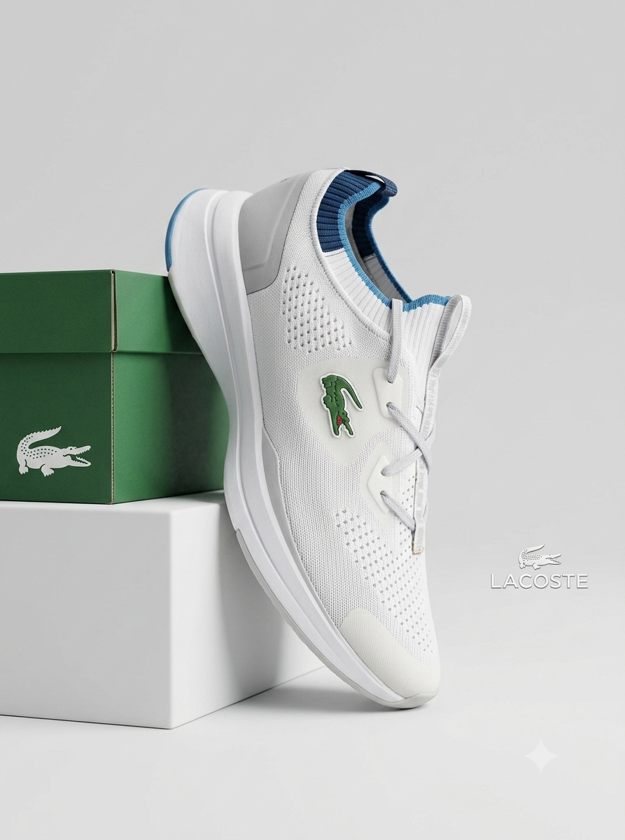 Lacoste Men's White Knit Running Shoes