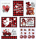 Whaline 30 Pack Valentine's Day Cards Kit - Red Black Plaid Greeting Cards - (WH6422)