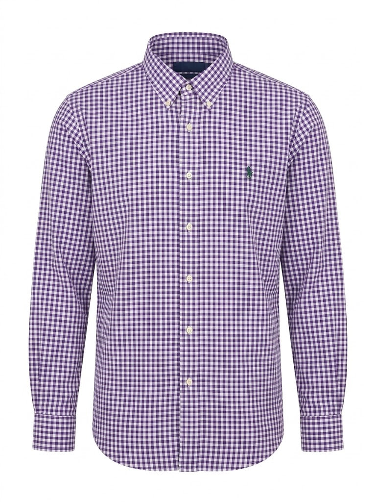 Polo Ralph Lauren men Classic Fit Button-Down Longsleeve - Violet/White Green Logo