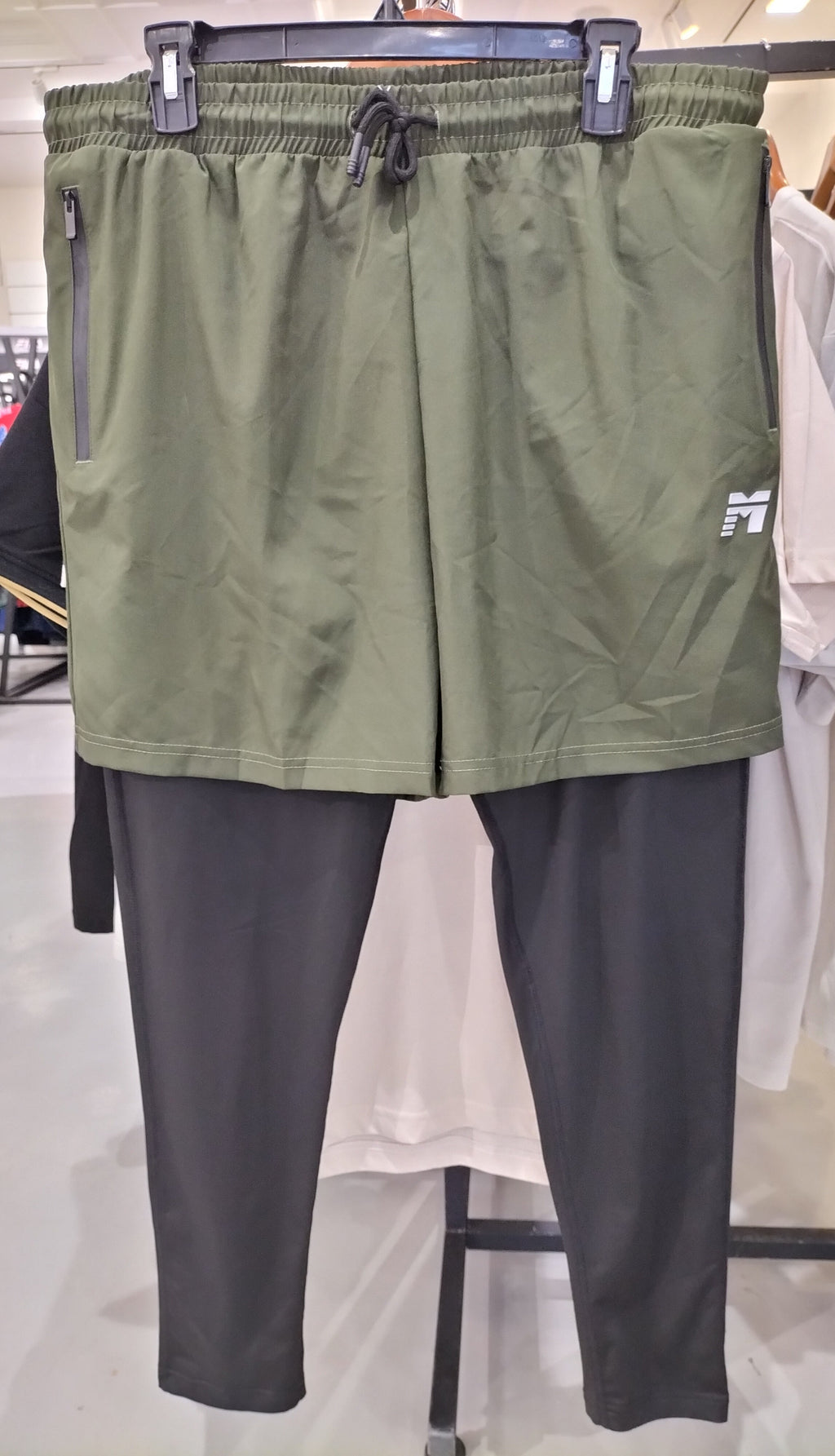 Matador Olive Green Training Shorts with Black Compression Leggings