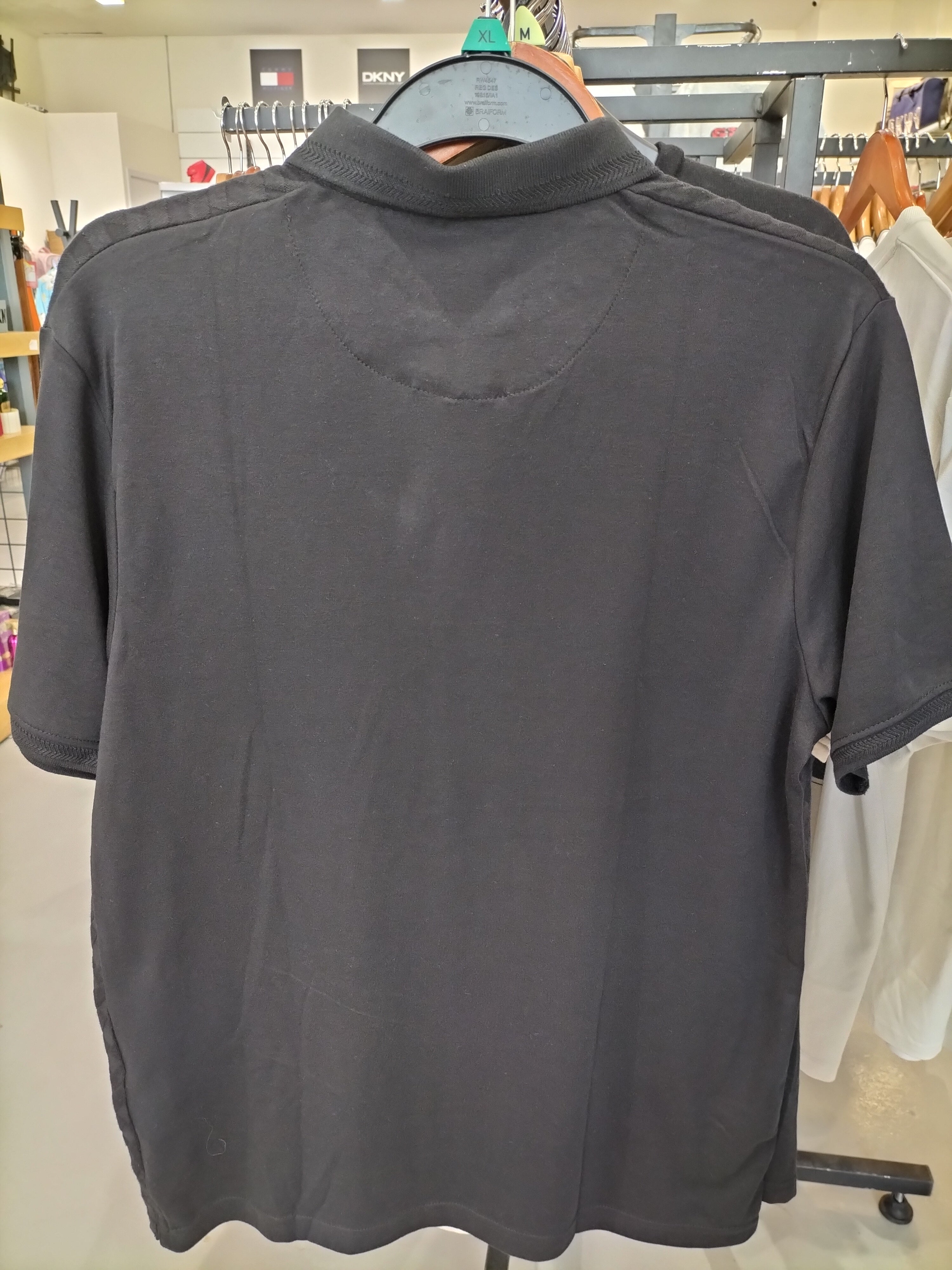 Denim & Flower Ricky Singh Black Polo T-Shirt with Diagonal Rectangle Textures