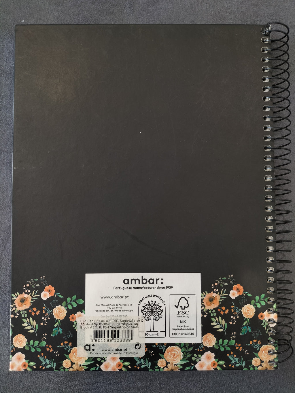 Ambar Sugar & Spice Flower Black Notebook