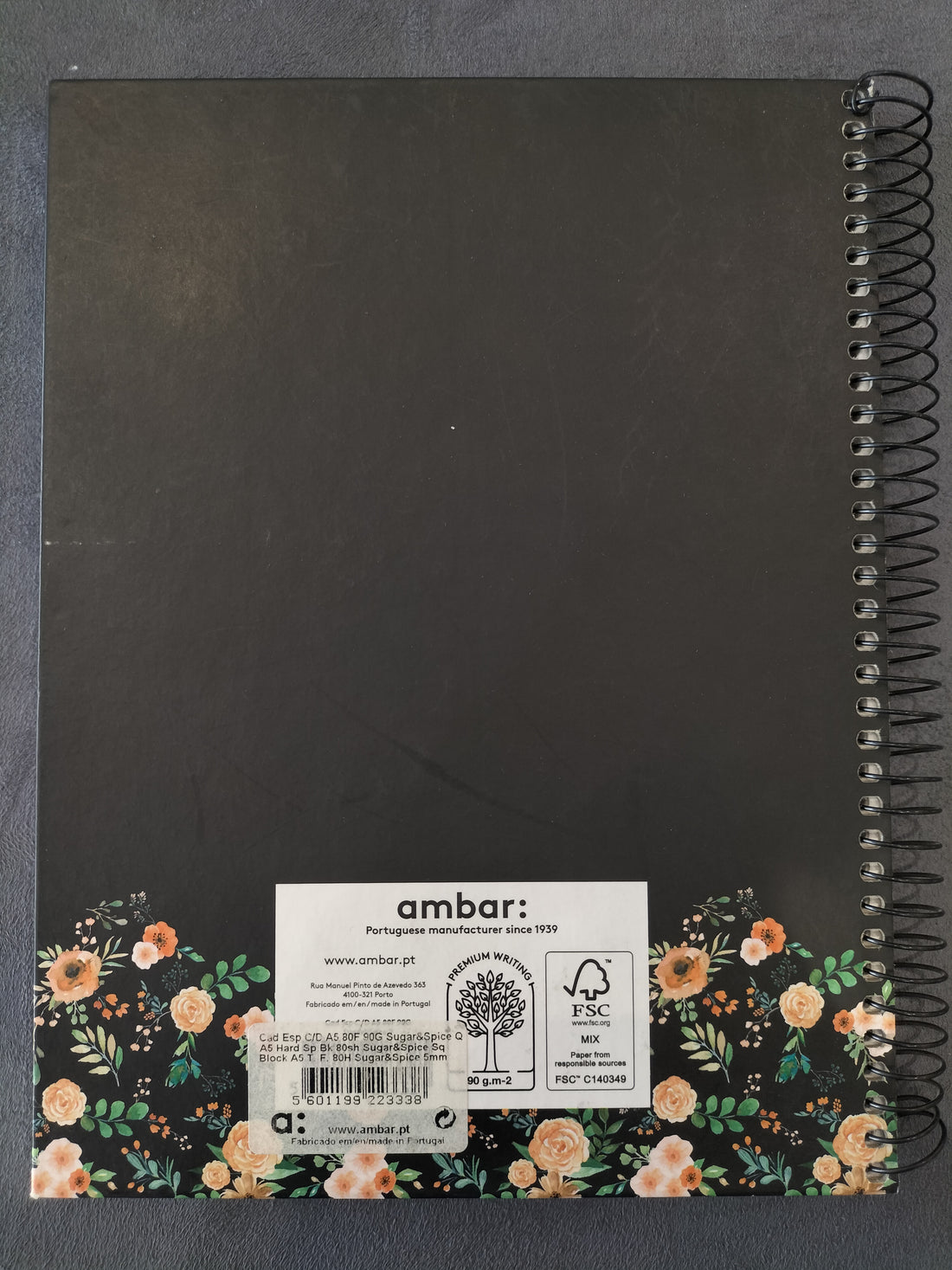 Ambar Sugar & Spice Flower Black Notebook