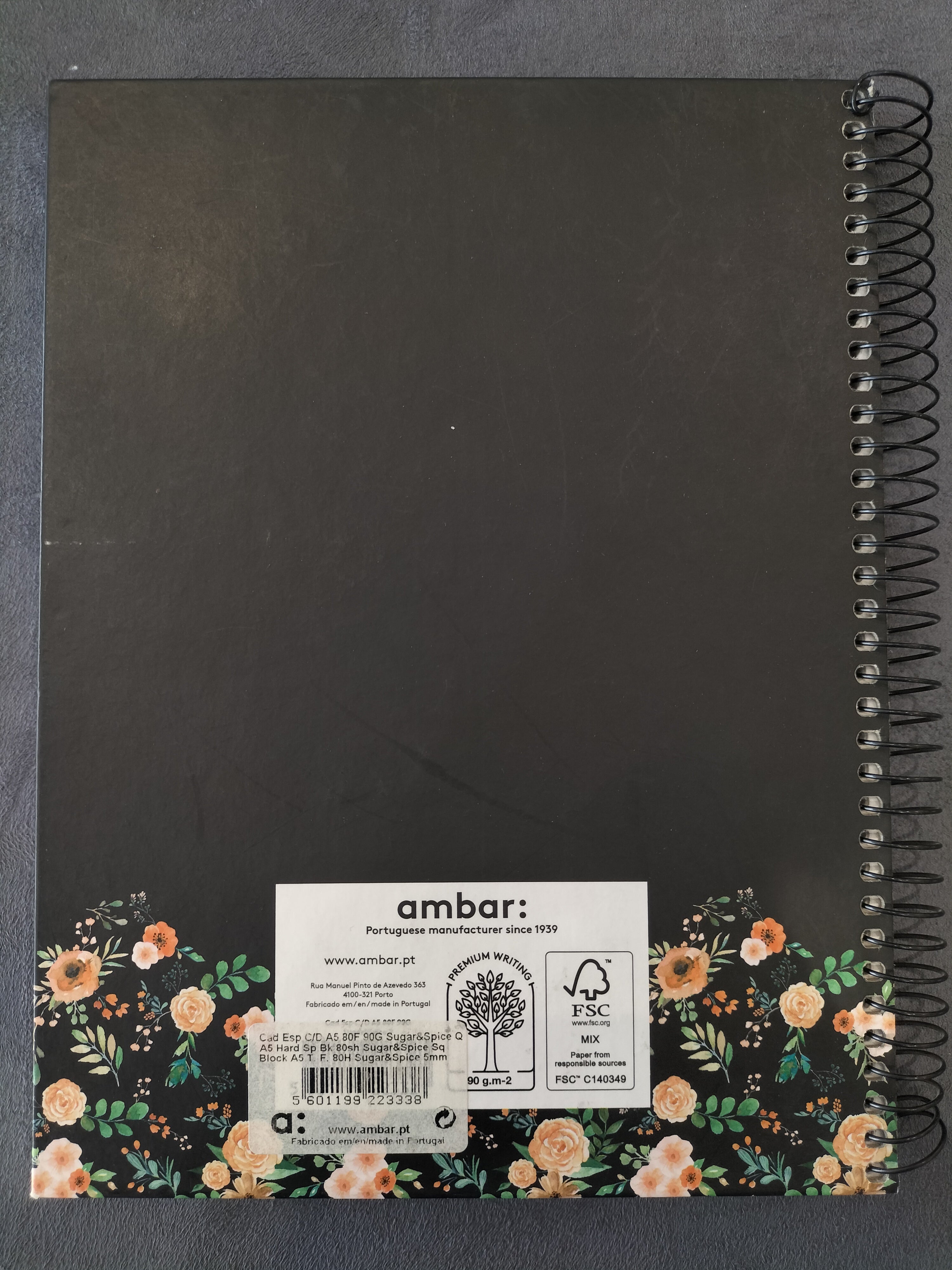 Ambar Sugar & Spice Flower Black Notebook