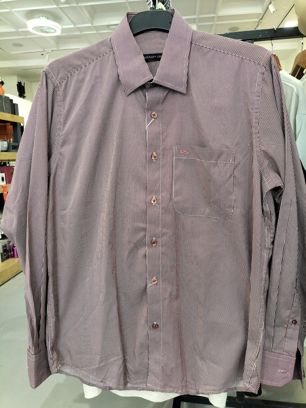 Cotton Days Maroon Dress Shirt with White Lines