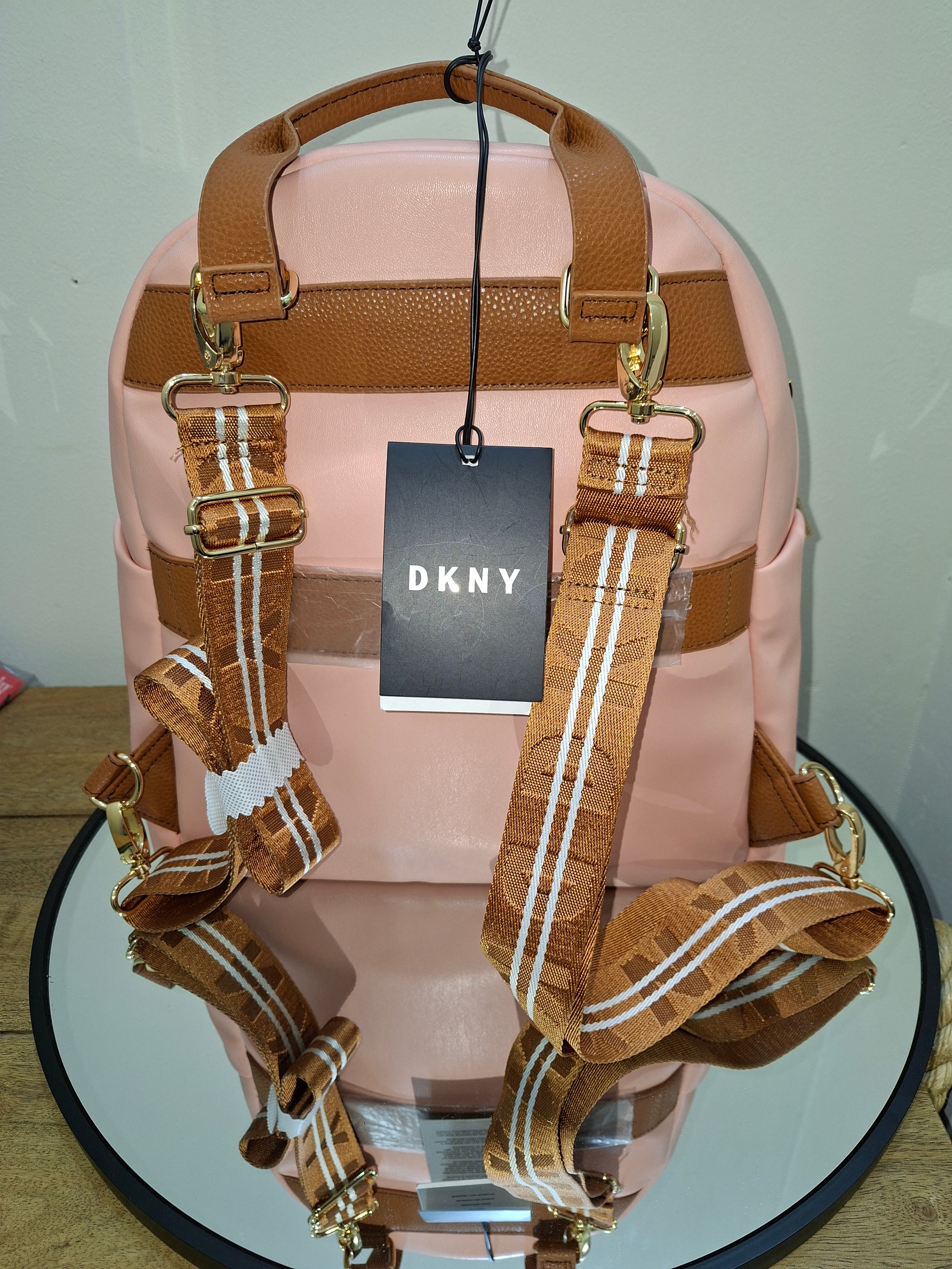 DKNY WOMENS BACKPACK Bias quilted soft backpack  peach bloom D0680BS2