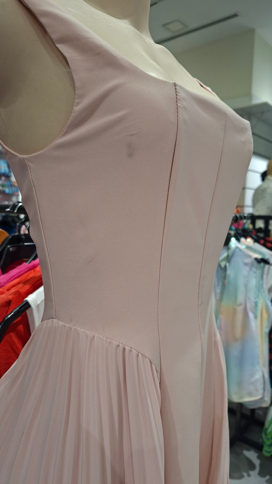 MOTF PREMIUM PLEATED CORSET MIDI DRESS light pink (stained)