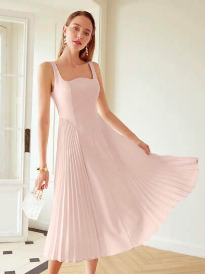 MOTF PREMIUM PLEATED CORSET MIDI DRESS light pink (stained)