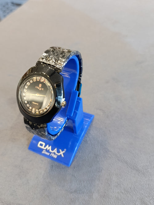 Quartz UNIQUE Mettalic Black Women Watch