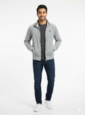FILA Heritage Full-Zip Sweatshirt with Contrast Ribbed Collar - Grey