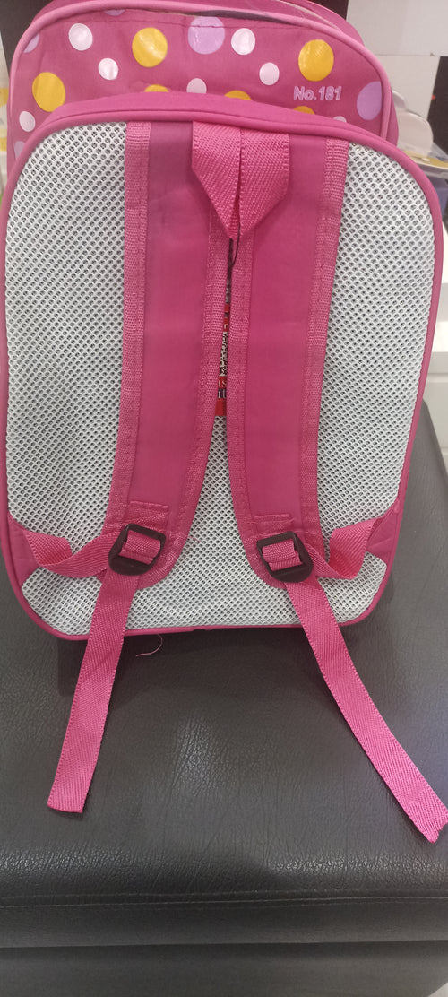 Pink kids backpack.