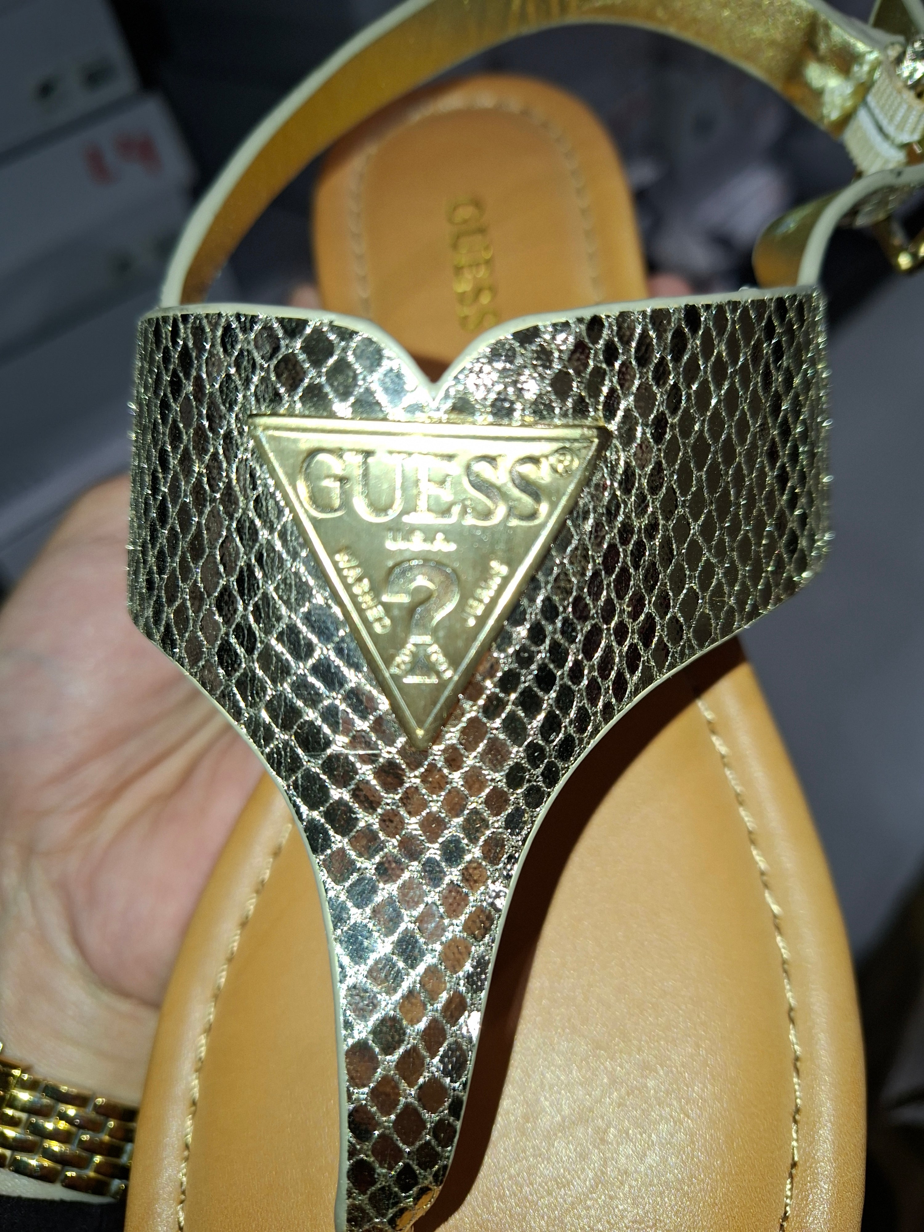 GUESS WOMENS SANDAL- gold color