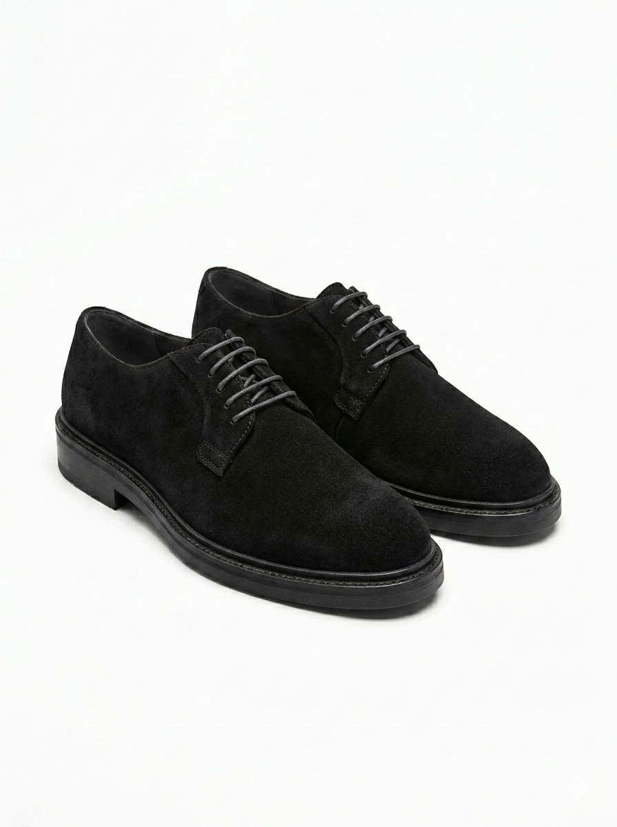Massimo Dutti Men's Suede Formal Shoes Black