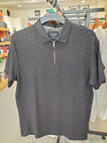 Denim & Flower Ricky Singh Black Polo T-Shirt with Diagonal Rectangle Textures