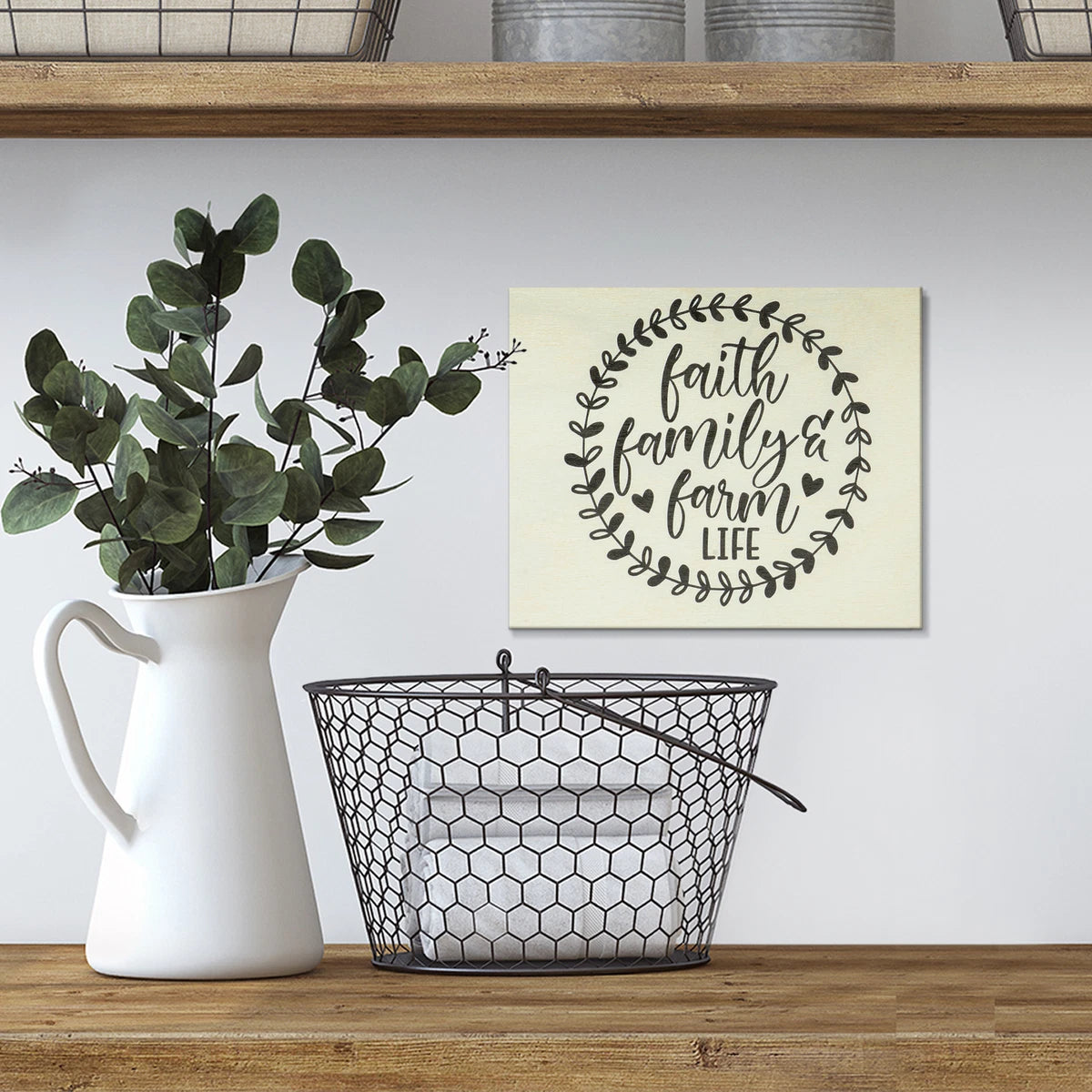 JennyGems Faith Family Farm Life Wooden Sign Decor