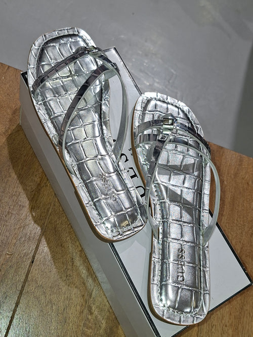 Guess womens flat sandals GW Caleah - b Silver color