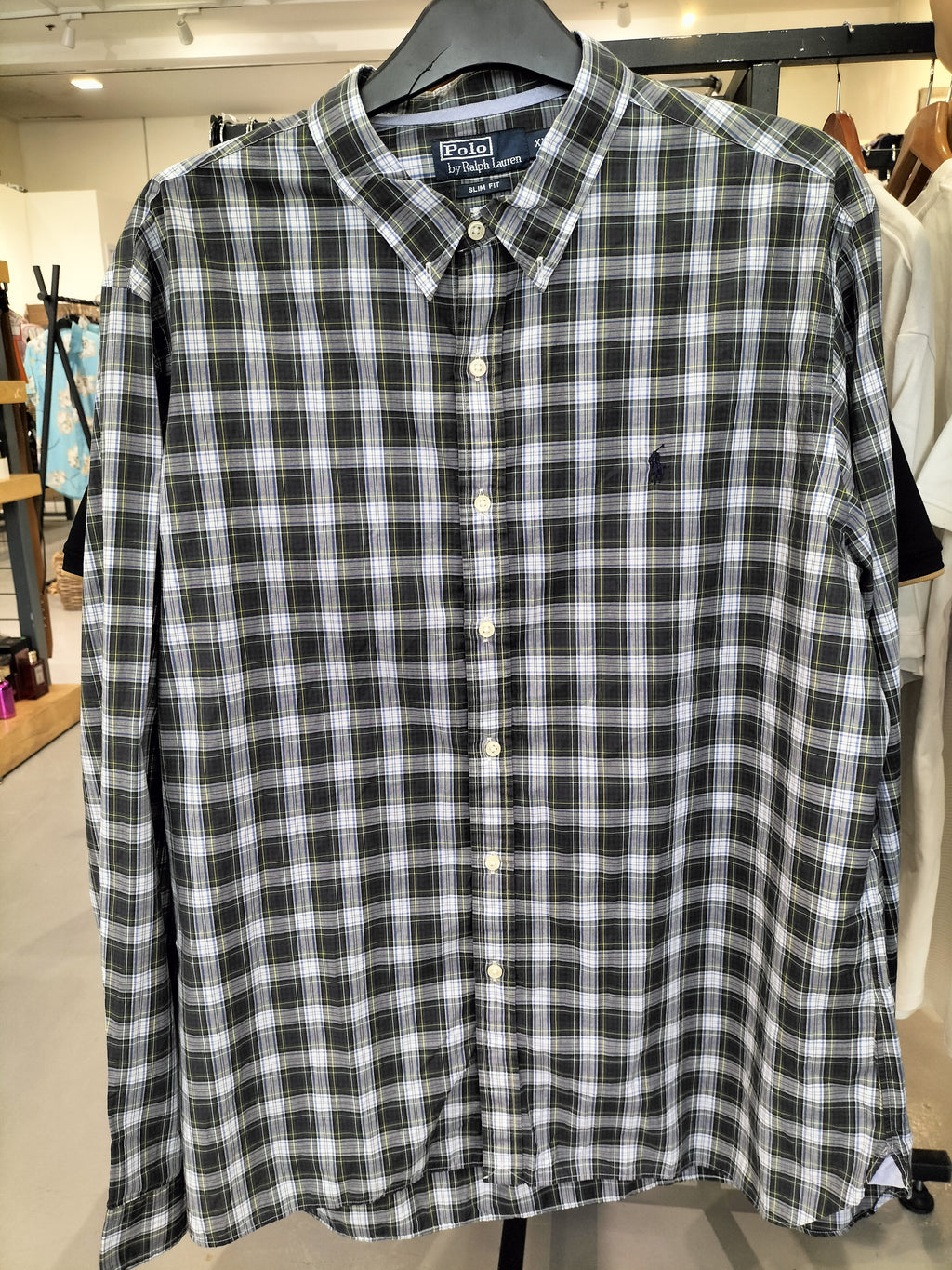 Ralph Lauren Long-Sleeved Polo Shirt with Checkered Pattern and Chest Logo