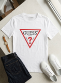GUESS Signature White Crewneck T-Shirt (White)