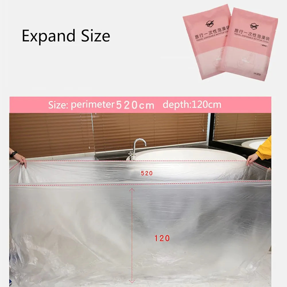 Large Disposable Film Bathtub Cover Disposable Bathtub Liner Heat-resistant Thickening Bathtub Liner (260cmx 120cm)(AS IS))